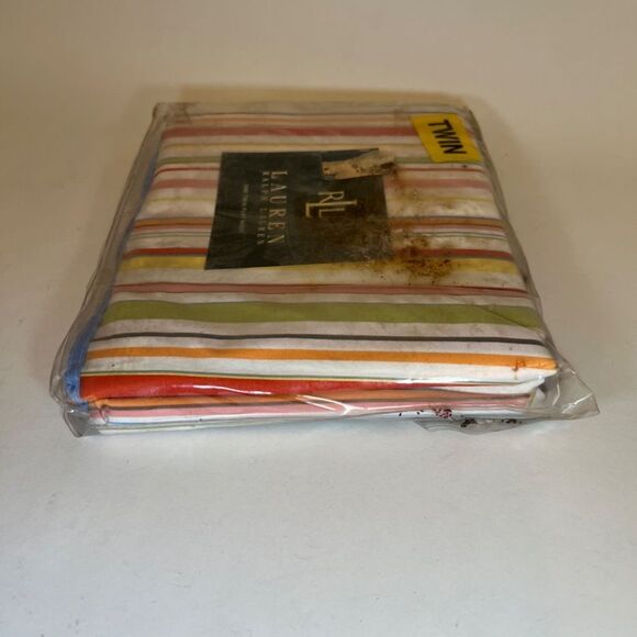 NEW Ralph Lauren Beach Side STRIPE Preppy Rainbow Twin Flat Sheet Made in USA - Picture 5 of 8